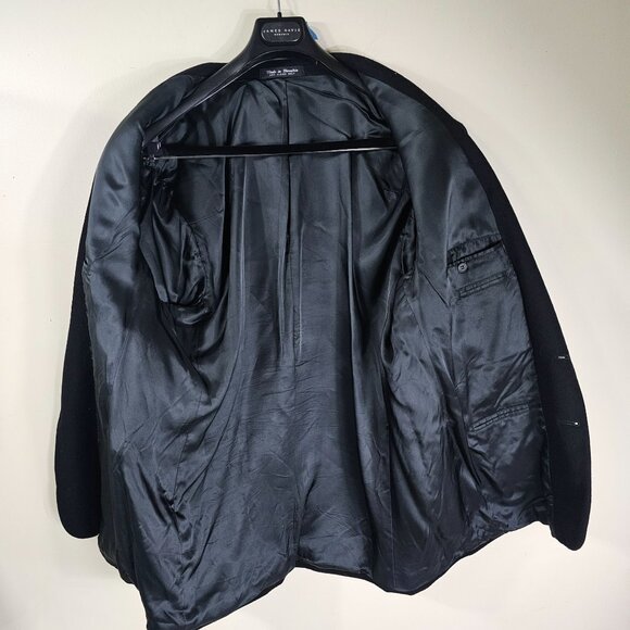 VTG San Felice Black Cashmere & Wool Blazer Sz 48L Ventless Quiet Luxury Formal - Picture 3 of 10